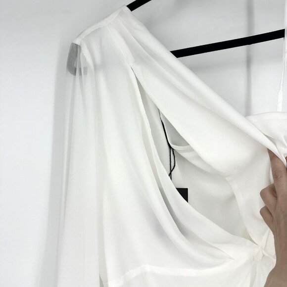 NWT Michael Costello Revolve Sunny One Sleeve Front Slit Mini Dress White Medium - Picture 6 of 12